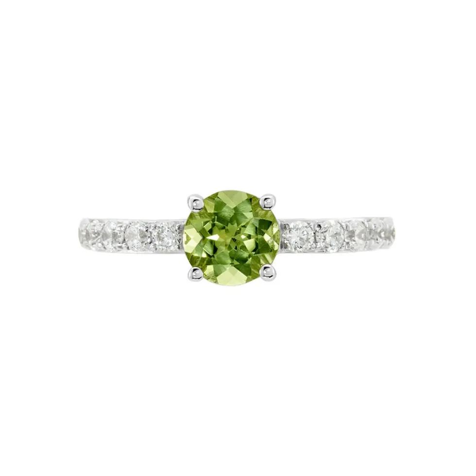 Bague Or Blanc Monroe Péridot Oxydes De Zirconium