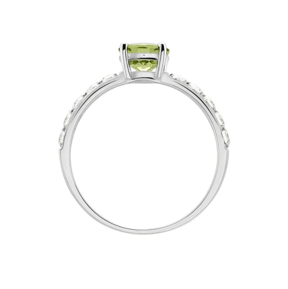 Bague Or Blanc Monroe Péridot Oxydes De Zirconium