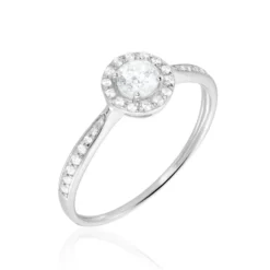 Bague Or Blanc Peony Oxyde De Zirconium
