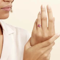 Bague Orchidee Or Bicolore Rubis Diamant