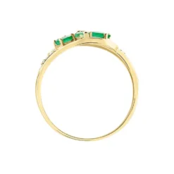 Bague Orchidee Or Jaune Emeraude Diamant