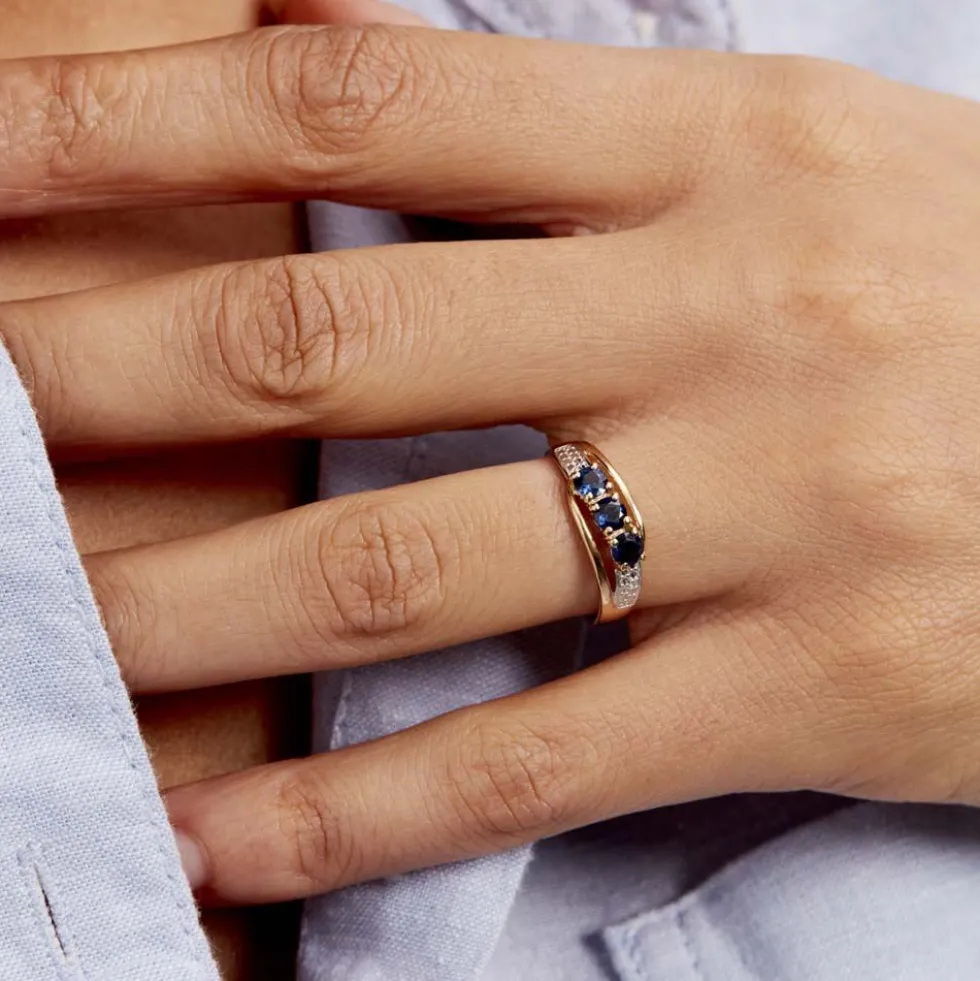 Bague Or Jaune Abelard Saphirs Diamants