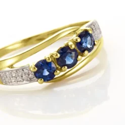Bague Or Jaune Abelard Saphirs Diamants