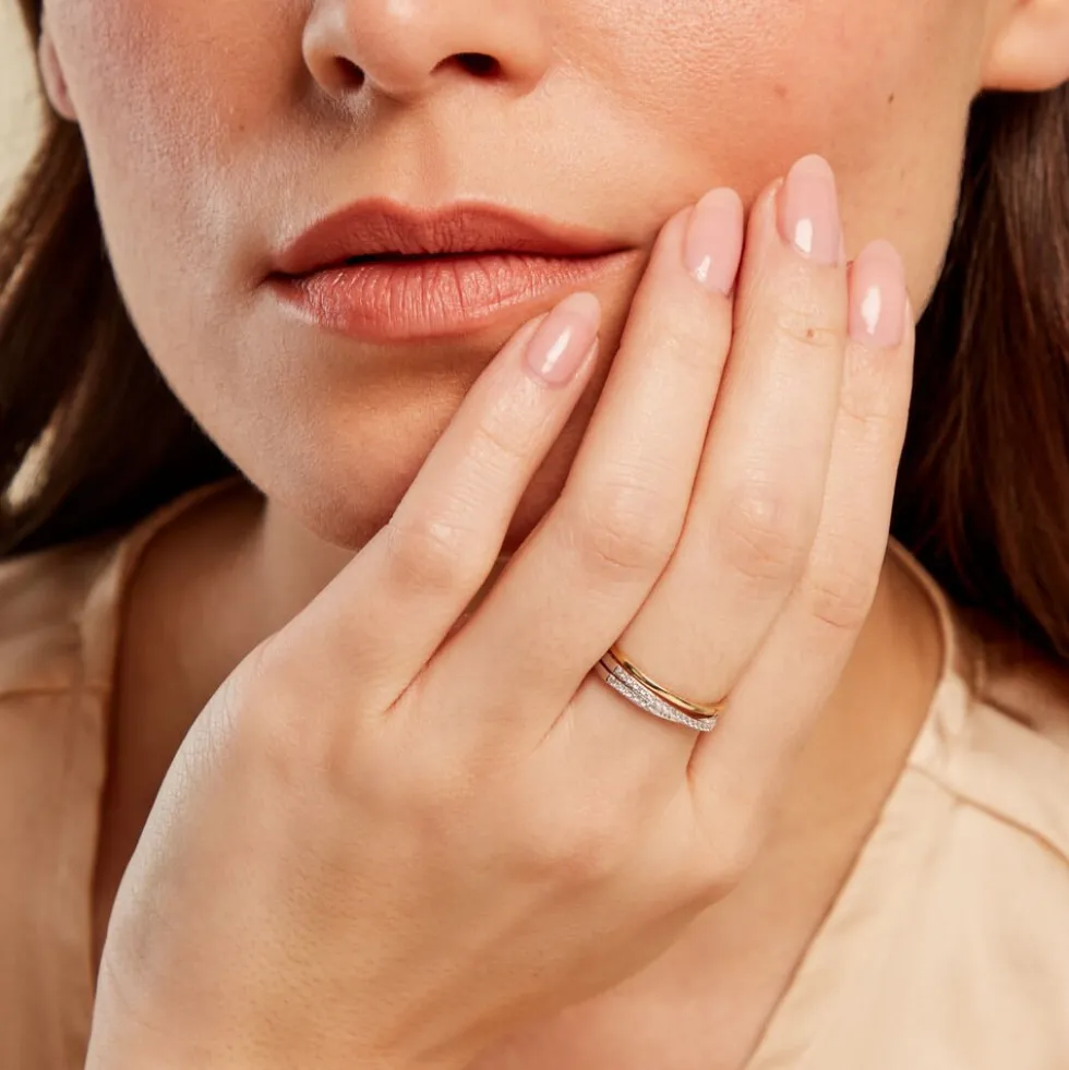 Bague Or Jaune et Argent Blanc Oxyde De Zirconium