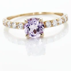 Bague Or Jaune Monroe Amethyste Oxydes De Zirconium