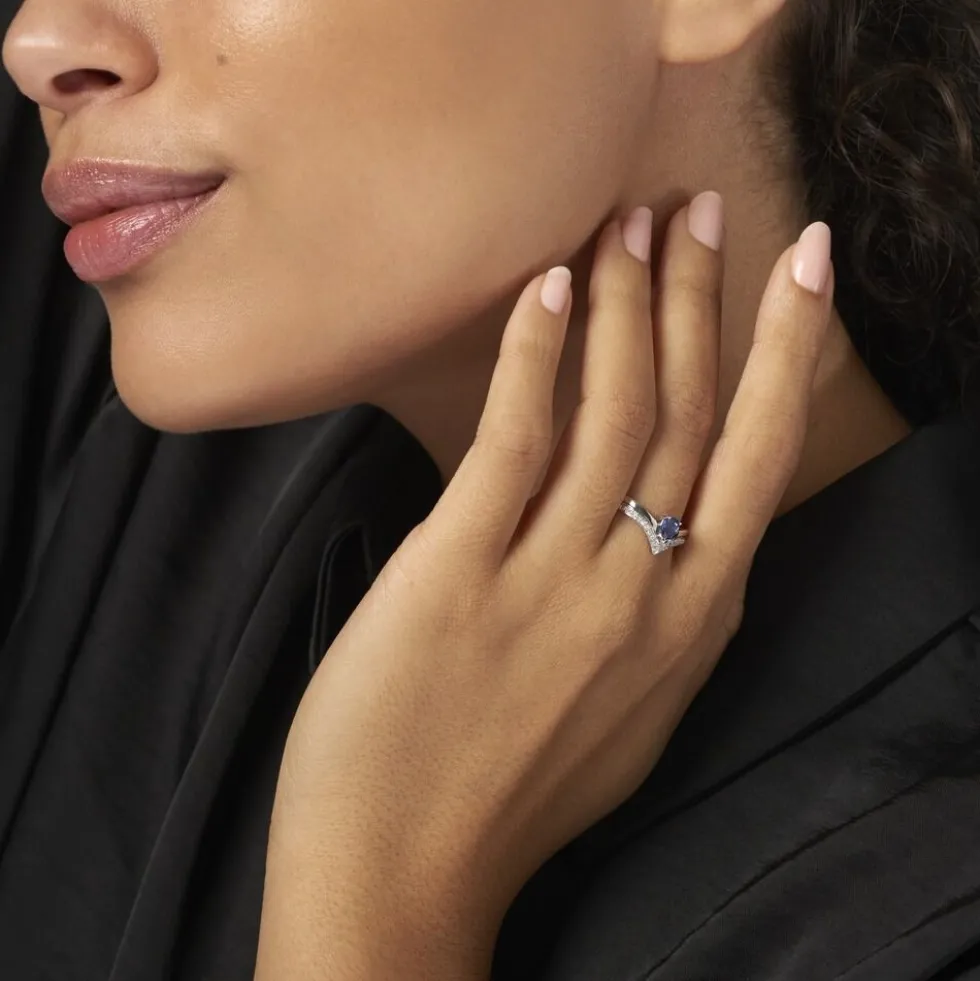 Bague Pasqualina Or Blanc Saphir Et Diamant