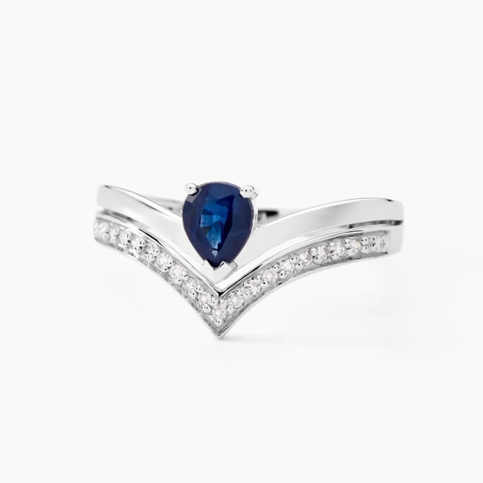 Bague Pasqualina Or Blanc Saphir Et Diamant