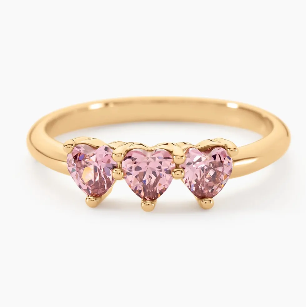 Bague Poésie Rosée Love Plaque Or Jaune Oxyde De Zirconium
