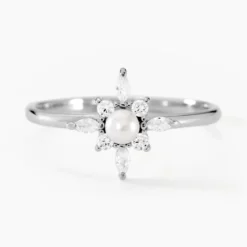 Bague Rhoda Argent Blanc Perle De Culture Oxyde De Zirconium