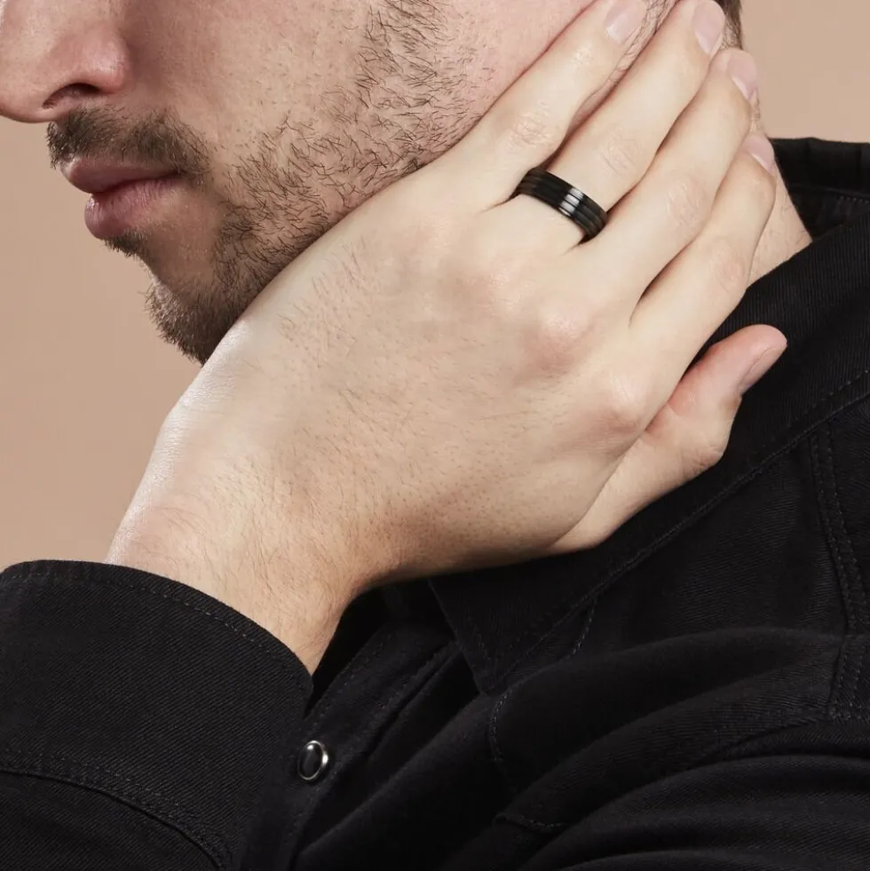 Bague Rico Acier Noir