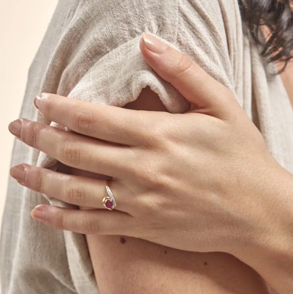 Bague Sagesse Or Jaune Rubis Et Diamant