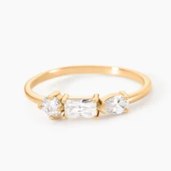 Bague Scintillante Plaque Or Jaune Oxyde De Zirconium