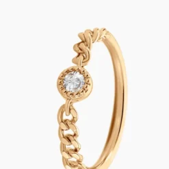 Bague Serenity Plaque Or Jaune Oxyde De Zirconium