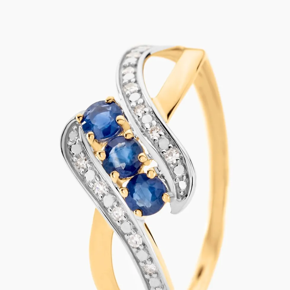 Bague Simma Or Jaune Saphir Et Diamant