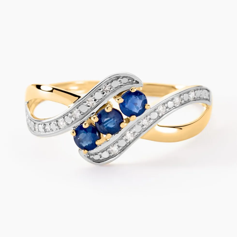 Bague Simma Or Jaune Saphir Et Diamant