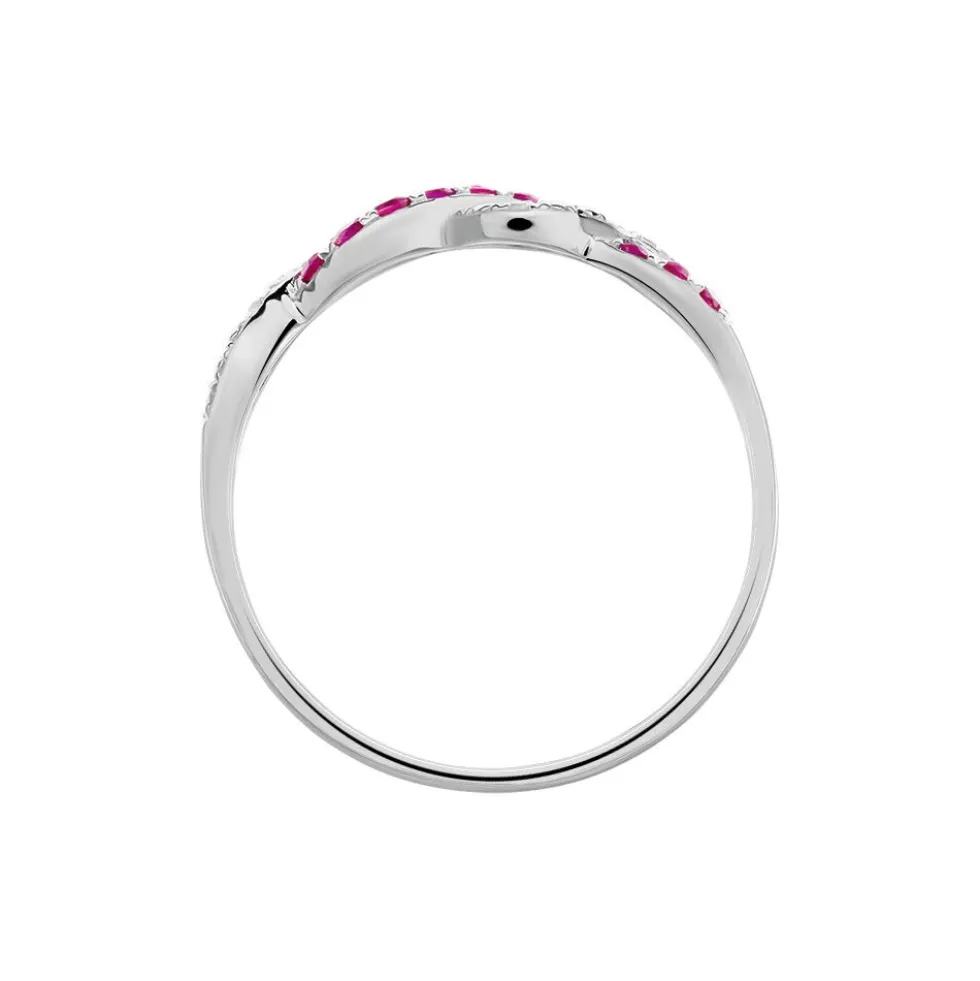 Bague Sofia Or Blanc Rubis Et Diamant