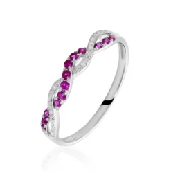 Bague Sofia Or Blanc Rubis Et Diamant