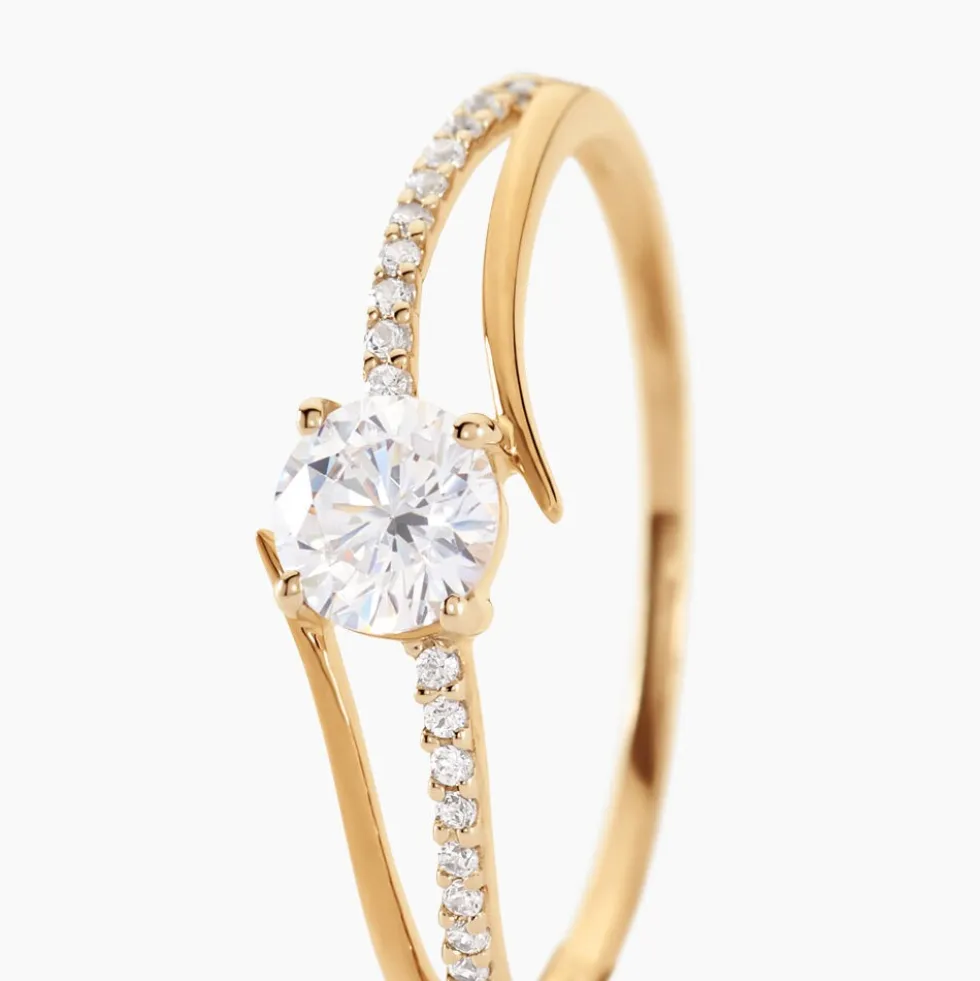 Bague Solitaire Abelia Or Jaune Oxyde De Zirconium