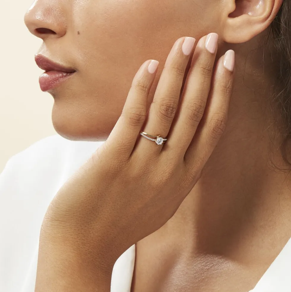 Bague Solitaire Abelia Or Jaune Oxyde De Zirconium