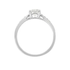 Bague Solitaire Accompagné Aramis Or Blanc Diamant Synthétique