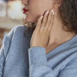 Bague Solitaire Accompagné Aramis Or Blanc Diamant Synthétique