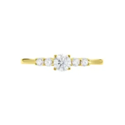 Bague Solitaire Accompagné Or Jaune Antonette Oxyde De Zirconium