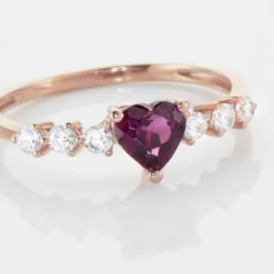 Bague Solitaire Accompagné Or Rose Samanta Rhodolite