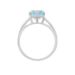 Bague Solitaire Adyl Or Blanc Turquoise Et Oxyde De Zirconium