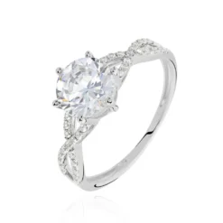 Bague Solitaire Alassane Or Blanc Oxyde De Zirconium