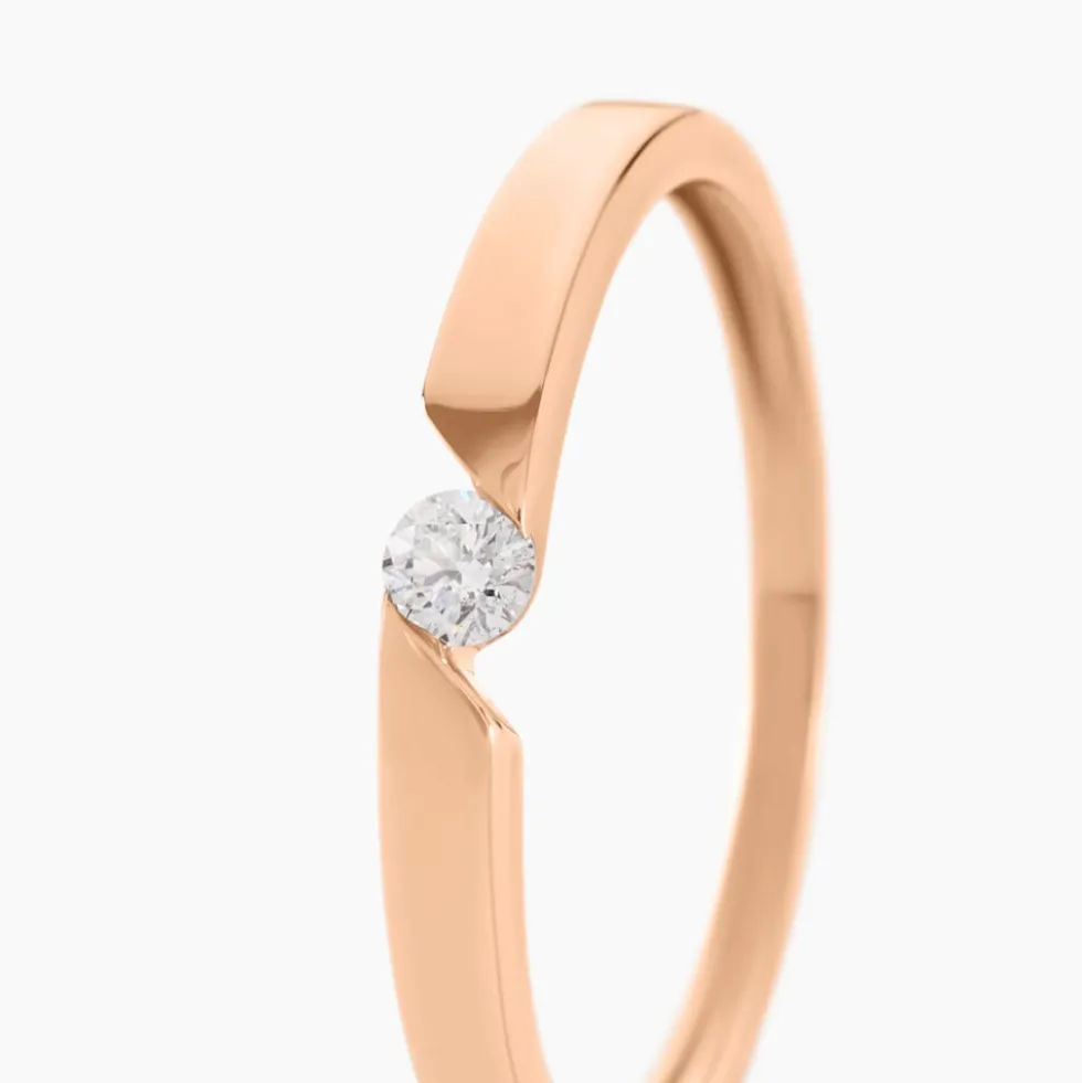 Bague Solitaire Anilie Or Rose Diamant