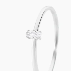 Bague Solitaire Argent Blanc 1er Solitaire Oxyde De Zirconium