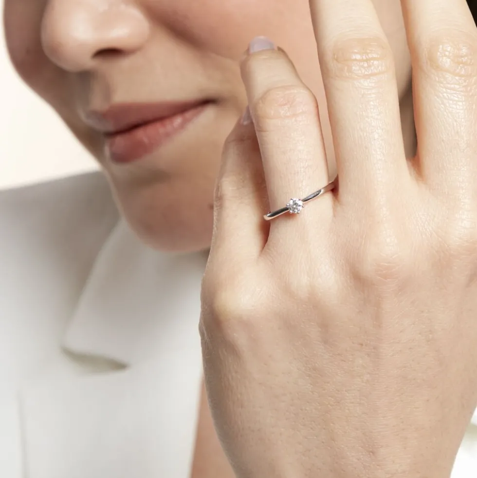 Bague Solitaire Athena Or Blanc Diamant