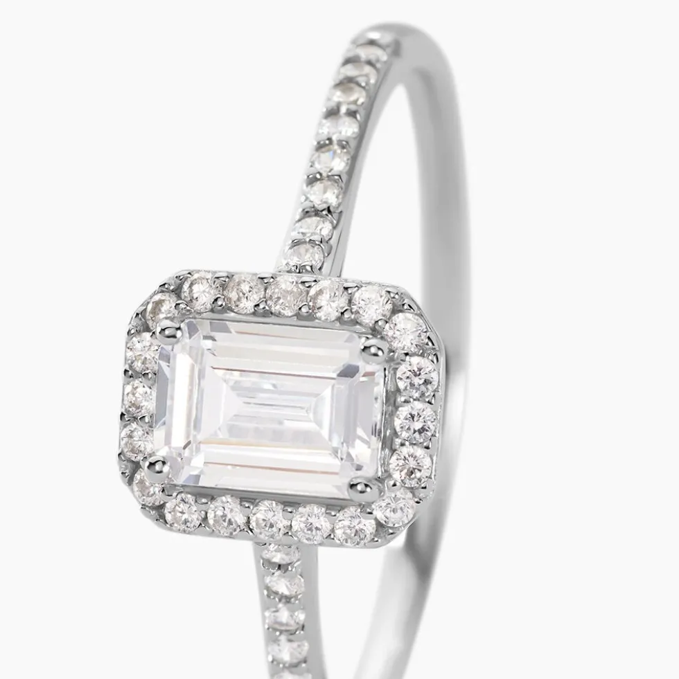 Bague Solitaire Cadmos Argent Blanc Oxyde De Zirconium