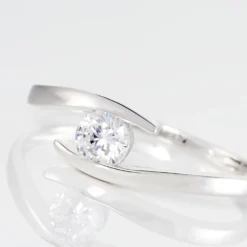 Bague Solitaire Camilia Or Blanc Oxyde De Zirconium