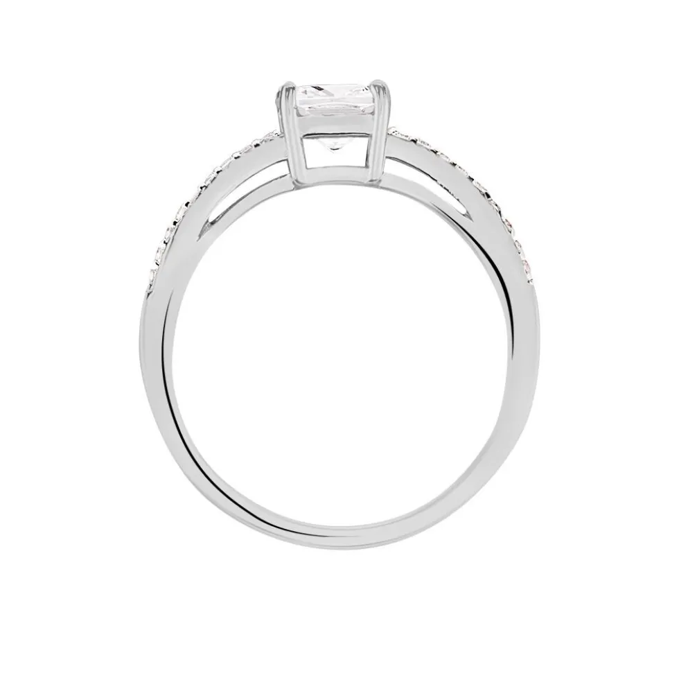 Bague Solitaire Celina Argent Blanc Oxyde De Zirconium