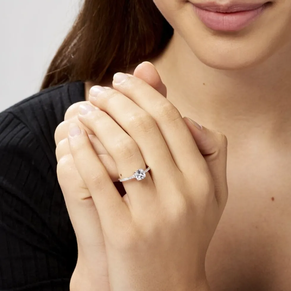 Bague Solitaire Celina Argent Blanc Oxyde De Zirconium