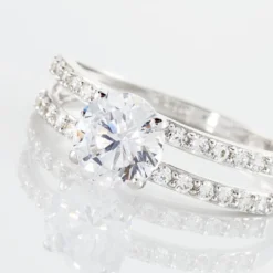 Bague Solitaire Cesarine Or Blanc Oxyde De Zirconium