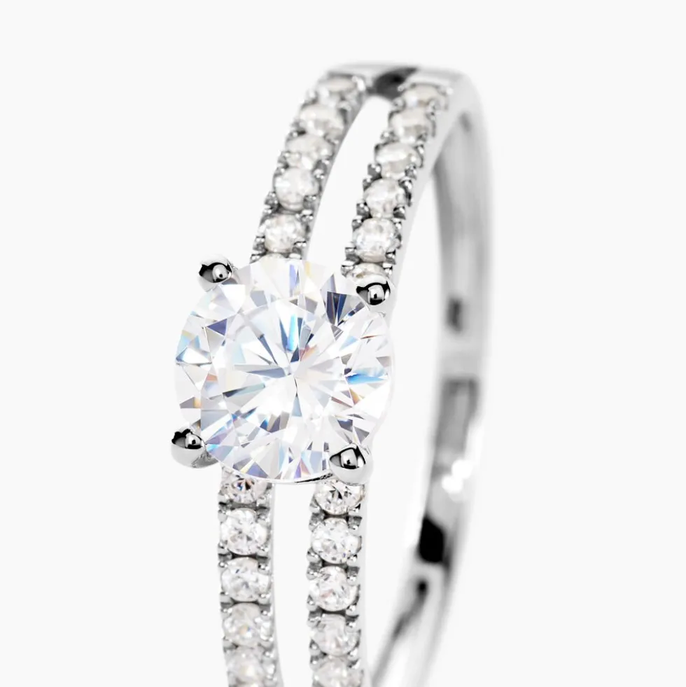 Bague Solitaire Cesarine Or Blanc Oxyde De Zirconium