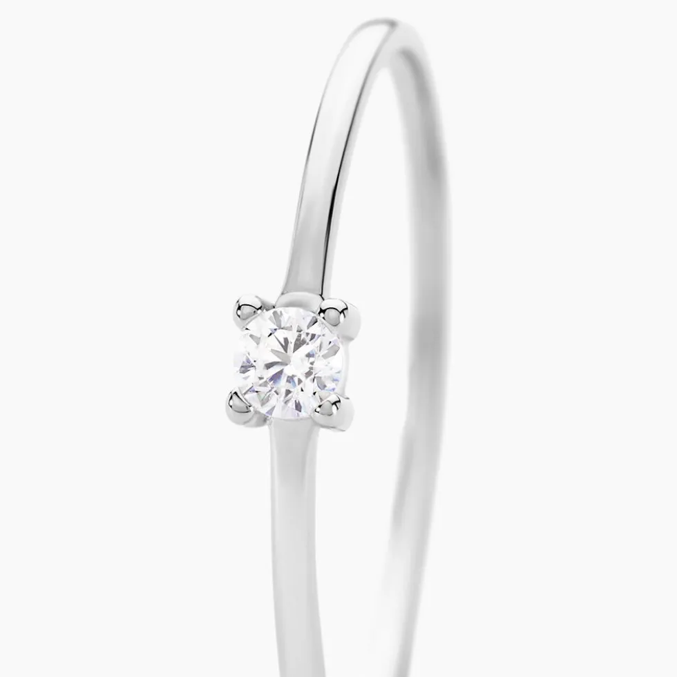Bague Solitaire 1er Solitaire Argent Blanc Oxyde De Zirconium