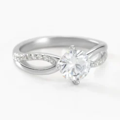 Bague Solitaire Essie Argent Blanc Oxyde De Zirconium