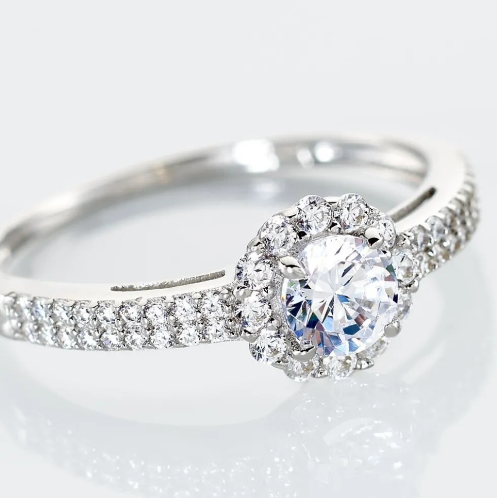 Bague Solitaire Fathima Or Blanc Oxyde De Zirconium