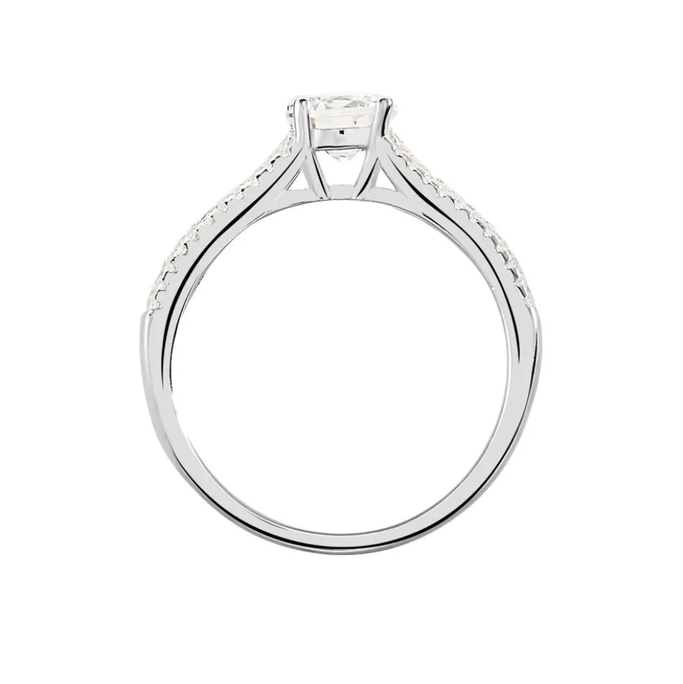 Bague Solitaire Hamane Argent Blanc Oxyde De Zirconium