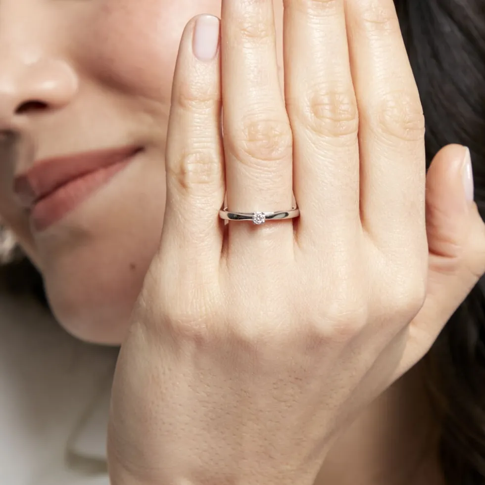 Bague Solitaire Iris Or Blanc Diamant
