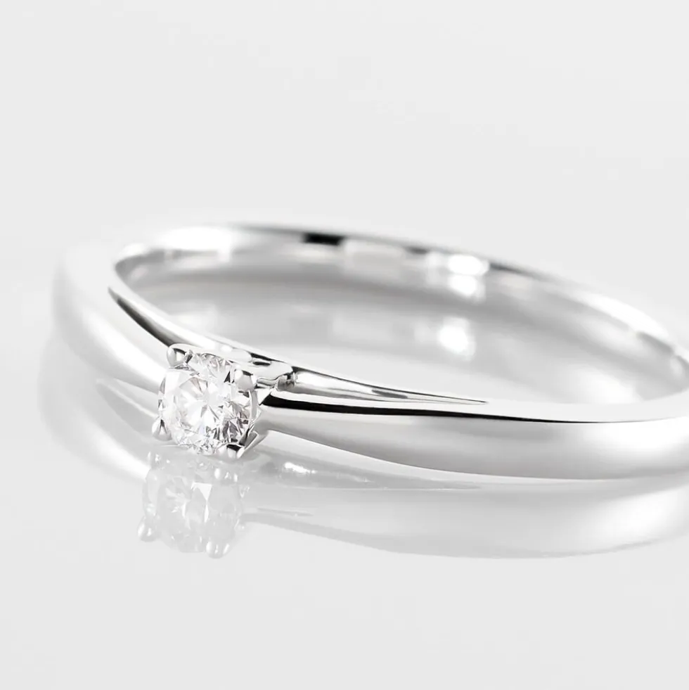Bague Solitaire Iris Or Blanc Diamant