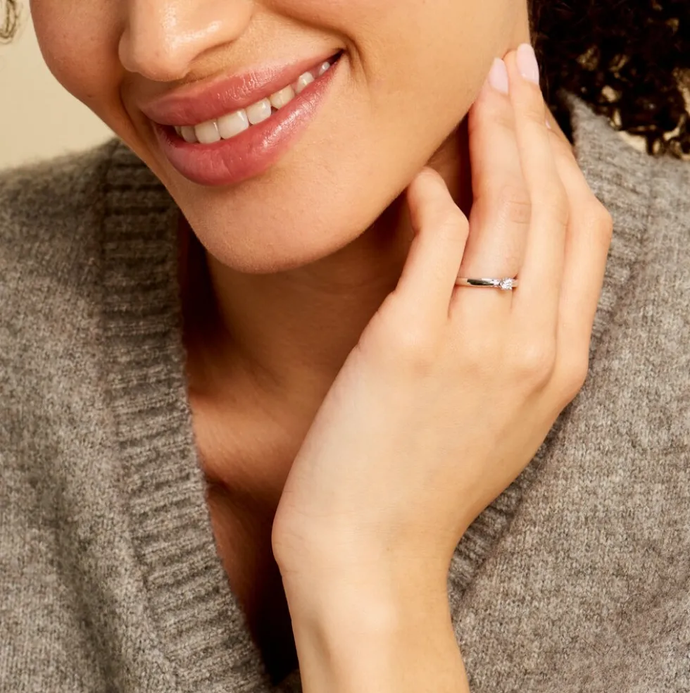 Bague Solitaire Iris Or Blanc Diamant