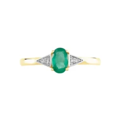 Bague Solitaire Ludmilla Or Jaune Emeraude Et Diamant