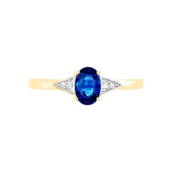 Bague Solitaire Ludmilla Or Jaune Saphir Et Diamant