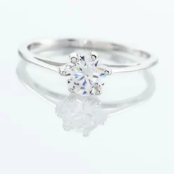 Bague Solitaire Lydia Argent Blanc Oxyde De Zirconium