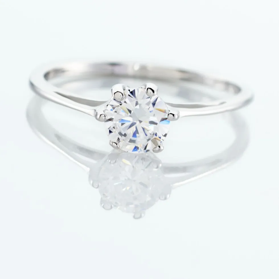Bague Solitaire Lydia Argent Blanc Oxyde De Zirconium