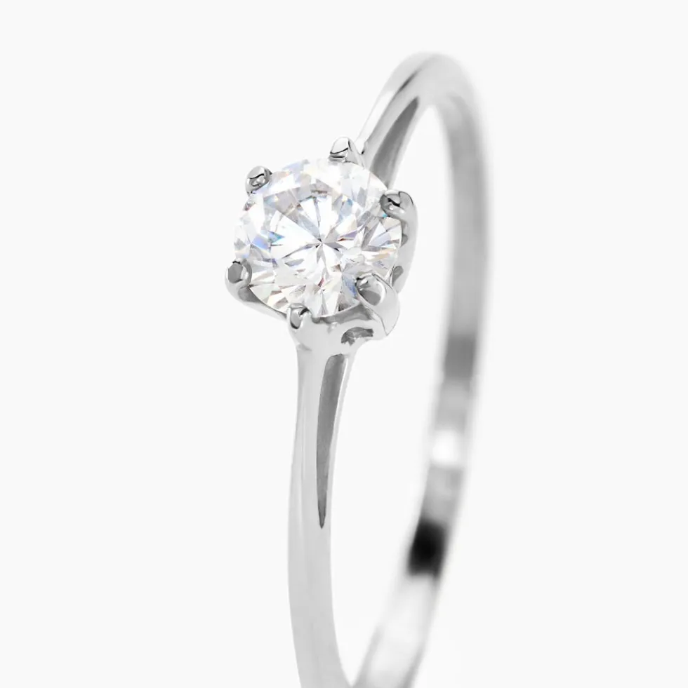 Bague Solitaire Lydia Argent Blanc Oxyde De Zirconium